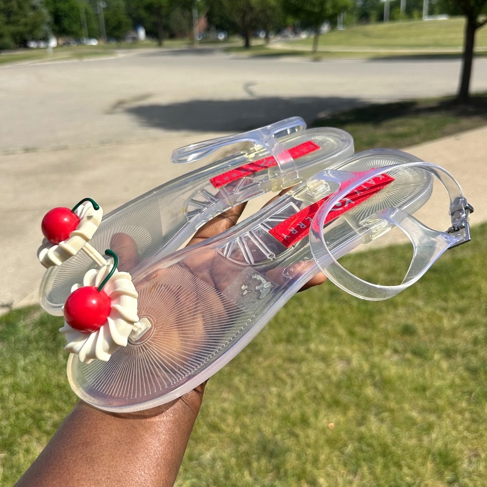 Katy Perry The Geli Clear PVC Jelly Sandals Cherry Red Women's Size 9 Shoes - Picture 9 of 13
